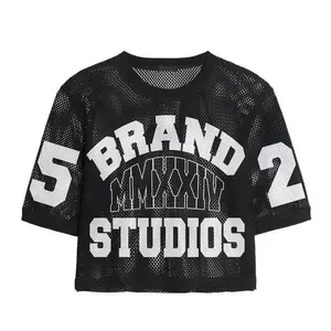 Custom Oversize Screen Printing Jersey Shirt American Streetwear Mesh Football Jersey Men Mesh Practice Jersey Boxy