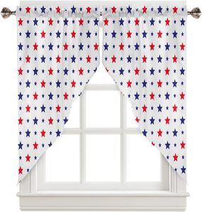 Tende a strati e mantovane con motivo a stella patriottica 'Let Freedom Ring' per il Giorno dell'Indipendenza, decorazioni per finestre e cucina - Product Image 3