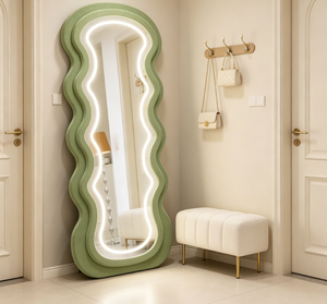 Wavy <b>LED</b> Full Body <b>Mirror</b> Floor Standing Dressing <b>Vanity</b> <b>Mirror</b> Modern Bedroom Hotel Decor - Product Image 1