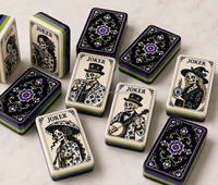 Set de Mahjong Gótico de Halloween JOYF, Fichas de Esqueleto y Joker, Juego de Fiesta Nocturna de Terror, Set de Mahjong Único para Halloween, Diversión Espeluznante
