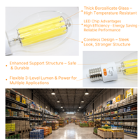 Ampoule LED HID ED28 à haute luminosité 8750LM 120V-277V, culot EX39, 3 puissances sélectionnables, lumière du jour, pour entrepôts, stades sportifs, ETL FCC