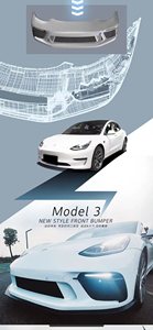 Phụ Kiện Xe Hơi <span class=keywords><strong>Model3</strong></span> Model 3 Bộ Thân Xe Bên Ngoài Đèn LED PP Tự Động Nâng Cấp Cản Trước Cho Xe Mô Hình 3 - Product Image 5