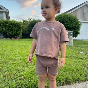 T-shirt et short de vélo pour enfant, ensemble d'été pour <span class=keywords><strong>maman</strong></span> et moi, surdimensionné, personnalisé, vente en gros - Product Image 2