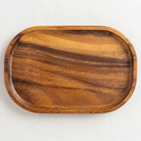 Plateau ovale en bois, organisateur multifonctionnel pour table de chevet et coiffeuse, écologique, pour téléphone portable, portefeuilles, clés, idéal pour les fêtes