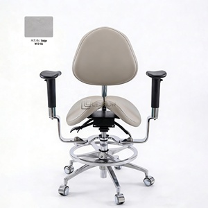 Tabouret <span class=keywords><strong>de</strong></span> dentiste pivotant ergonomique <span class=keywords><strong>de</strong></span> luxe <span class=keywords><strong>de</strong></span> haute qualité Lexison PRHF-SC001 <span class=keywords><strong>avec</strong></span> <span class=keywords><strong>dossier</strong></span> réglable pour clinique dentaire - Product Image 5