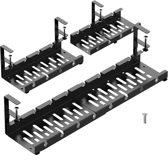 Hot Sale Custom Black Metal Perforated Under Desk Cable Management Cable Tray for Home and Office