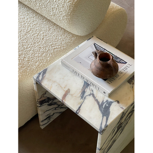 High End Custom Luxury Furniture Real Stone Coffee <strong>Table</strong> Low Plinth Italy Calacatta Viola <strong>White</strong> Marble <strong>Side</strong> <strong>Table</strong> - Product Image 1