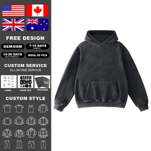 Kingsen High Quality Men's 100% Cotton Winter Digital Embroidered Custom Eco-Friendly Fashion Washed French Terry Hoodie - Product Image 2
