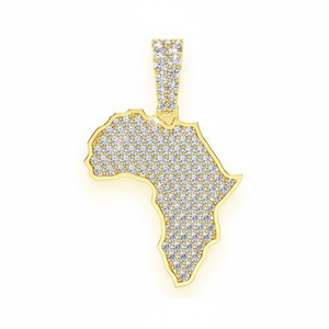 Custom Luxury Hip Hop Style 10K Solid Gold Unisex Iced Africa Continent Map Travel Necklace Charm Lab Grown Diamond Pendant Gift - Product Image 1