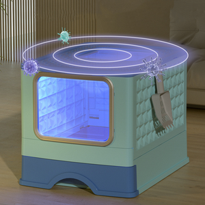 Bac à litière pour <span class=keywords><strong>chat</strong></span> fermé avec contrôle des odeurs, <span class=keywords><strong>maison</strong></span> privée, grande toilette pour animaux de compagnie à capuche pour chats et chatons, facile à nettoyer, anti-odeurs - Product Image 4