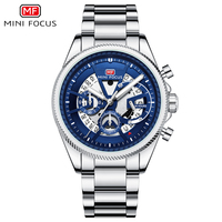 MINI FOCUS Montres à quartz sportives tendance, prêtes à l'emploi, bon marché, vente directe d'usine, design populaire, bracelet en acier inoxydable MF0490G