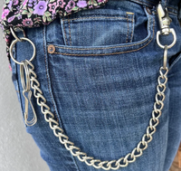 Portefeuille robuste en jean avec chaîne de laisse, porte-clés pour motards et camionneurs, anneau porte-clés, bijoux inaltérables, fermoir de portefeuille pour femmes et hommes