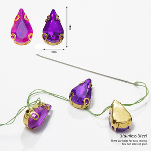 Kristal Rhinestone Bentuk Tetes 13*18mm, Flatback, untuk Dijahit, Setting Cakar Logam, untuk Sepatu, Gaun, dan Fesyen - Product Image 4