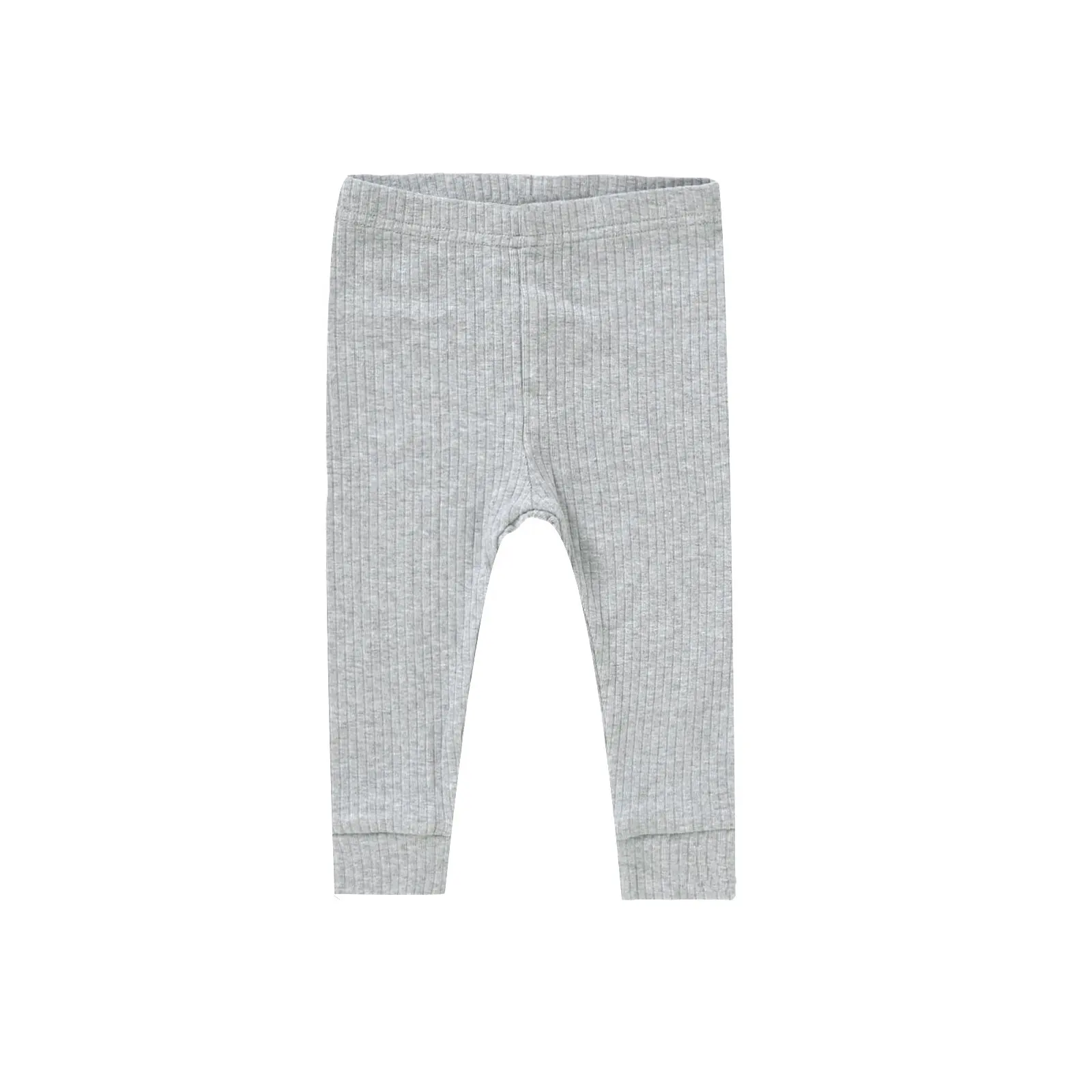 Leggings pour bébés à motif de tricot gris chiné, pantalons pour bébés, leggings côtelés