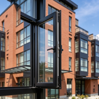 Fenêtre coulissante en alliage d'aluminium noir, double vitrage, profil à rupture de pont thermique, certifiée Energy Star, pour bâtiment de bureaux