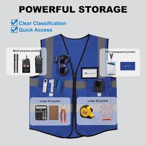 Neon phản quang an toàn vest khả năng hiển thị cao màu xanh bông xây dựng vest - Product Image 2