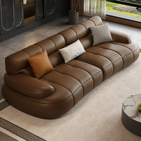 Meubles de bureau modernes de style italien, ensemble de canapés en cuir, design contemporain en bois pour le salon