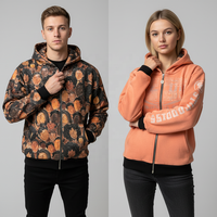 Hoodie réversible de créateur, double veste, personnalisable avec broderie et impression DTG, style streetwear, coupe oversize et courte, zippé