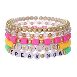 Europe et les États-Unis Bijoux transfrontaliers Taylor. Swift Fans Couleur Doux Poterie Bracelet Nom Anglais Bracelet Ensemble Femmes - Product Image 6