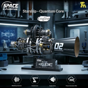 T1133 Starship Quantum Core Engine Light-Up Spray-Effect Simulation Model Educational Assembly Building Blocks ABS - Product Image 3