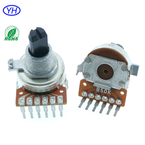 Potenciómetro rotatorio estéreo de alta calidad para guitarra, tipo vertical de 16 mm, con eje aislado de 10k 50k y 6 pines para control de volumen de radio. - Product Image 4