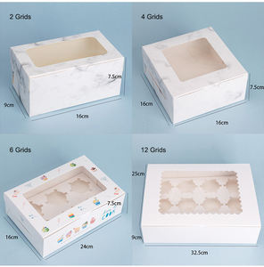 批发定制食品级1 <span class=keywords><strong>2</strong></span> 4 6 12孔标准纸杯蛋糕松饼烘焙容器盒纸杯蛋糕纸盒带窗口 - Product Image 2