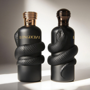 Exclusivo y Lujoso Atomizador de Perfume Negro, Botella de Vidrio Vacía con Forma Irregular de Serpiente de 100ml 150ml, con Caja Metálica - Product Image 1