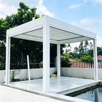 Pergola motorisée à lames orientables en aluminium, parois latérales coulissantes en verre, télécommande, imperméable, pavillon de salon extérieur de luxe, 6 pieds