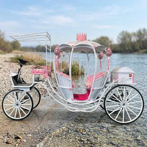 Chariot de mariage rose personnalisé élégant en forme de citrouille, chariot de balade électrique, chariot de mariage Cendrillon - Product Image 1