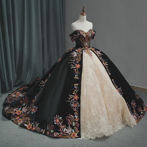 Robe de bal haut de gamme Flower Fairy en dentelle noire avec appliques, sans manches, dos nu, traîne cathédrale scintillante, pour bal de promo et occasions formelles 6693 - Product Image 2
