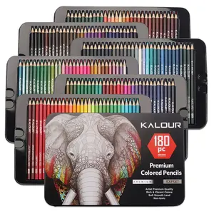 2024 कलाकारों और शुरुआती लोगों के लिए टिन बॉक्स में गर्म बिकने वाली तैलीय रंग की पेंसिल, कस्टम उपलब्ध बच्चों की स्टेशनरी 180 रंगीन पेंसिल सेट