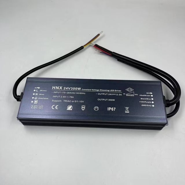 IP67 Waterproof 0-10V Triac Dimmable LED Driver Adapter DC24V 300W Constant Voltage Power Supply Transformer for RGB Light Strip