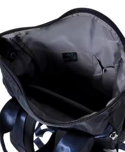 Mochila enrollable negra hecha en fábrica con material reciclado RPET, mochila de viaje enrollable de moda, mochila de día. - Product Image 6