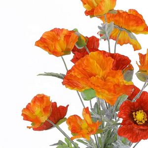Bouquet de coquelicots en soie pas cher, fleurs artificielles pour la maison, fleurs décoratives pour mariage - Product Image 4