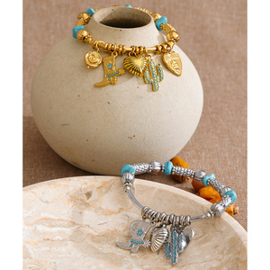 Gelang JINYOU 4031 <span class=keywords><strong>2026</strong></span> Motif Bunga Sepatu Gaya Eropa Vintage Pembawa Keberuntungan, Gelang Manik-Manik Buatan Tangan dari Baja Anti Karat - Product Image 2