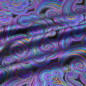 Yili ผ้าแจ็คการ์ดผ้าโพลีเอสเตอร์ระดับไฮเอนด์ลายดอกไม้เม็ดมะม่วงหิมพานต์สีม่วงฟ้าทองหรูหราหรูหราหรูหรา - Product Image 2