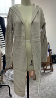 Cardigan long ample en tricot à capuche personnalisé pour femme, collection automne 2026