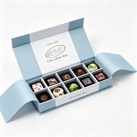 Boîte à chocolat personnalisée en gros, emballage de luxe pour chocolat, boîte cadeau en carton avec encres à base de soja et séparateurs à grille