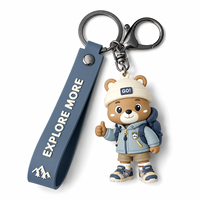 Porte-clés mascotte 3D personnalisé en PVC avec dragonne assortie pour la promotion de marque et les cadeaux d'entreprise