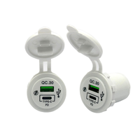 Chargeur de voiture blanc prise Usb 12V 24V double port Type C PD et QC 3.0 chargeur USB pour Auto voiture Marine moto RV