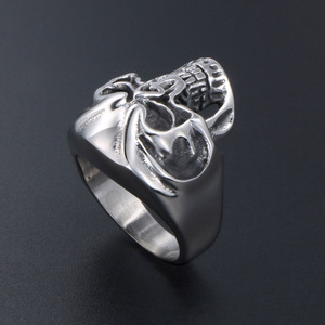 Skull Face <b>Ring</b> For Men Stainless Steel Halloween Party Jewelry SA382 - Product Image 4