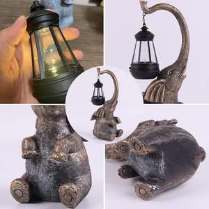 Waterdichte Patio Tuin Gazon Decoratie Hars Koperen Olifant Beeldje Solar Tuin Licht - Product Image 5