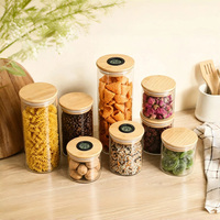 Stoples Kaca Borosilikat Premium Berkualitas Tinggi, Tutup Kayu dengan Higrometer, Set Wadah Bumbu Dapur, Makanan Ringan Kering