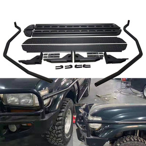 عتبات جانبية فولاذية سوداء للطرق الوعرة 4×4، قضبان حماية جانبية، مصد جانبي لسيارة لاند كروزر سلسلة 80 طراز LC80 FJ80 1990-1997 - Product Image 1