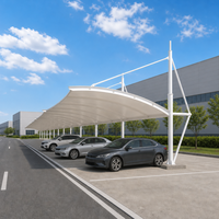 Abri de voiture à membrane tendue, colonne arrière, arche cantilever, colonne supérieure, abri de stationnement libre, imperméable, résistant aux UV, sur mesure