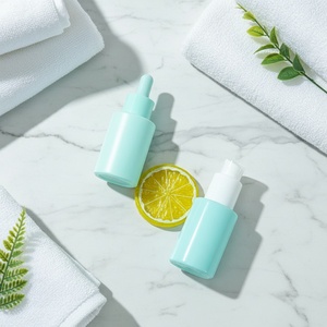 30ml Cosmetic Dropper Glass Bottles Flat Shoulder <b>Clear</b>/frosted Glass LotionEssential Oil Glass Dropper 1oz Pump Cosmetic Bottle - Product Image 1