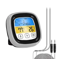 Termômetro digital de carne touchscreen, para cozinhar churrasco, grelha, forno, cozinha, termômetro com 2 sondas e temporizador