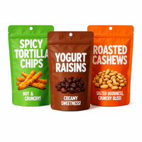 Sachet Doypack Personnalisé avec Trou de Suspension, Refermable à Fermeture Éclair, Anti-humidité, en Mylar, pour Snacks, Noix et Raisins, 250g 350g 500g, Vente en Gros
