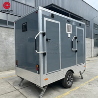 Cogsun Remorque de toilettes mobiles de luxe à 2 postes de toilette pour extérieur
