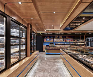 Diseño de exhibición interior de panadería moderna, vitrina termostática personalizada para pan, Mostrador de exhibición de panadería de madera - Product Image 2